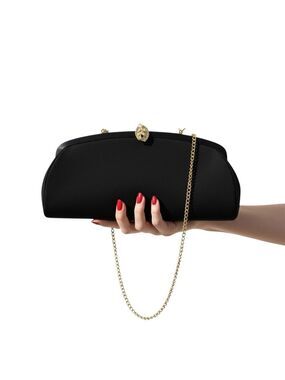 Vintage 1950s–60s Admiral Black Faille Evening Clutch – Rhinestone Leaf Clasp